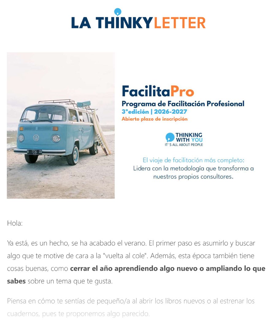 Ejemplo de un envío de la Thinkyletter